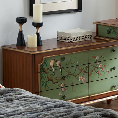 Hand-Painted Rustic 6-Drawer Accent Chest