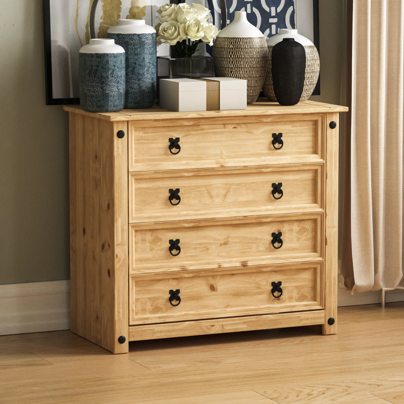 Harold 4 Drawer 80Cm W Solid Wood Chest Of Drawers