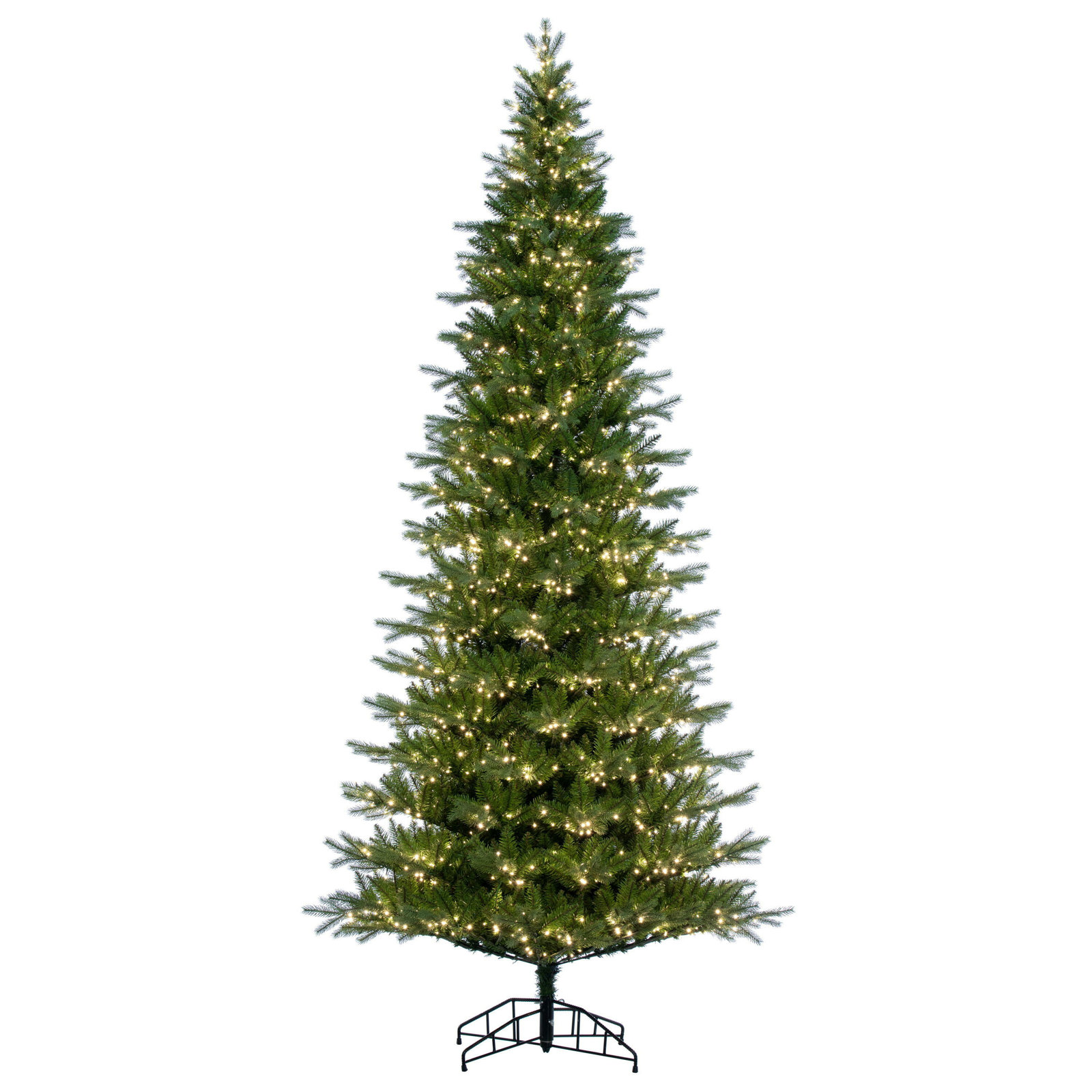 The Holiday Aisle® Balsam Spruce Slim Artificial Christmas Tree, Warm White Dura-Lit LED Lights, 10' H x 56" W