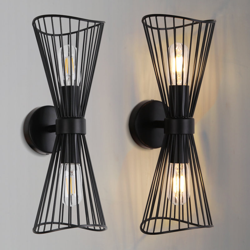 Applique murale noire à 2 lumières pour salle de bain 2 lumières 16 pouces