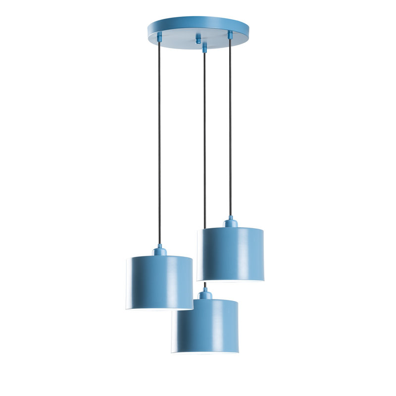 Light Blue Adjustable Chandelier, Metal Body, 17.7 in Diameter | Height: 29.5 - 43.3 in | Base Plate: 11.8 in | 3 x E27 Max 40W Socket | Stylish Lighting for Home & Office, Elegant Design, Bulb Not Included