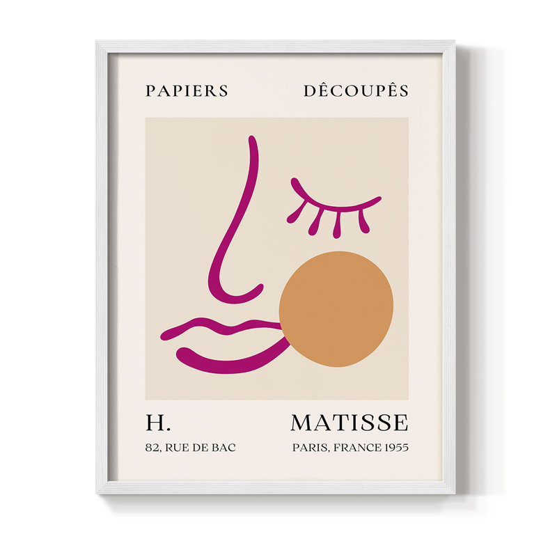 Matisse CLXV, reproduction encadrée - bois massif, H 10 po x l 8 po, Blanc