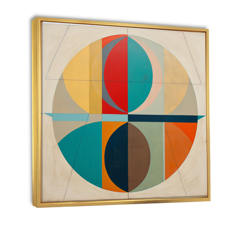 «Serendipity Retro Abstract Midcentury Geometrics I», reproduction sur toile, H 24 po x l 24 po x P 1 po, Cadre flottant doré