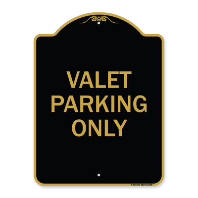 Enseigne Signmission Designer Series - Service de voiturier seulement | Enseigne architecturale noire et dorée en aluminium de gros calibre 18 po x 24 po | Protégez votre entreprise et votre commune | Fabriqué aux États-Unis