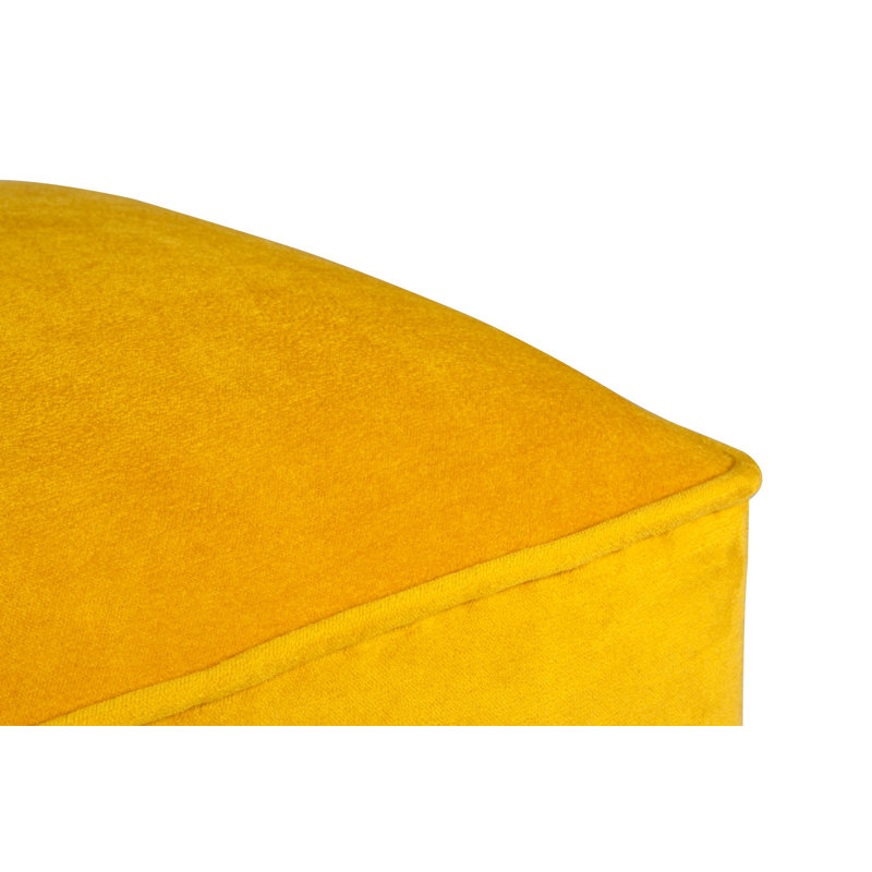 Pouf massif jaune avec structure en bois de sapin massif, 16,1 po x 17,3 po x 16,1 po | Tissu 100% polyester, facile à nettoyer | 32 mousses en mousse pour plus de confort | Ajout élégant au décor de salon, de chambre à coucher ou de bureau