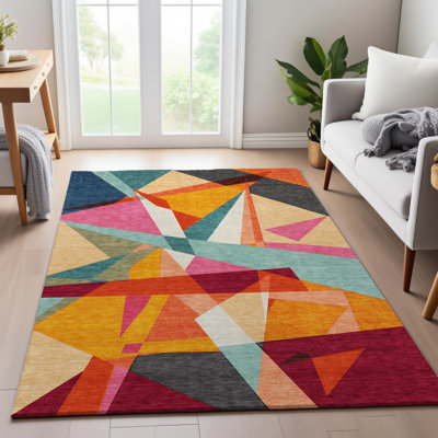 Premium Machine Washable Floyd AMF1609 Geometric Rug