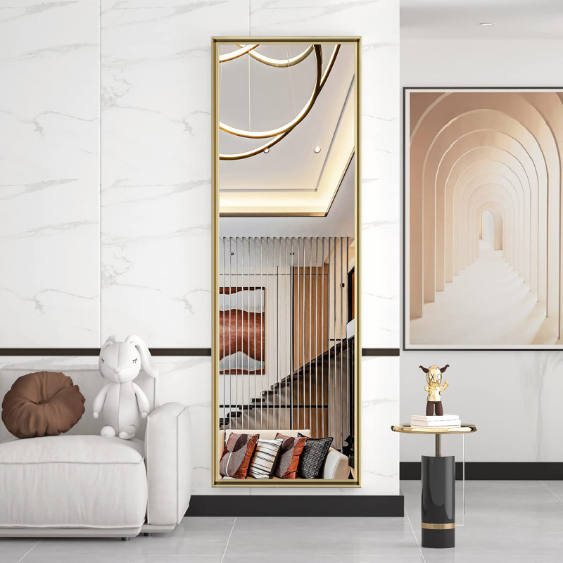Miroir mural de salle de bain Isbell, 65 po x 22 po, Or