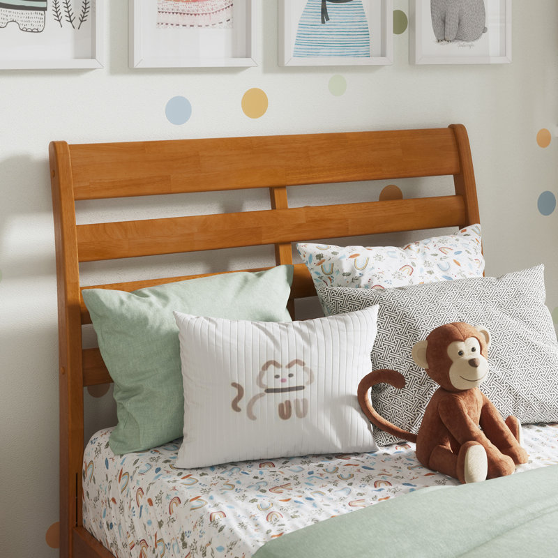 Ashmun Solid Wood Sleigh Slat Panel Headboard, Light Toffee, Twin