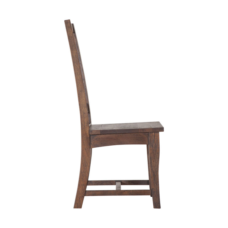 Toulon Solid Wood Slat Back Side Chair in Vintage Brown, Weathered Mango, Weathered Mango