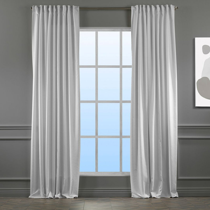 Blackout Thermal with Liner Extra Long & Extra Wide Decorative Curtain Single Panel, 140cm Width x 295cm Drop, Pure White