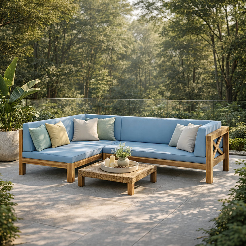 Banc de coin gauche X-Back de l'ensemble 2, Bleu, Teck