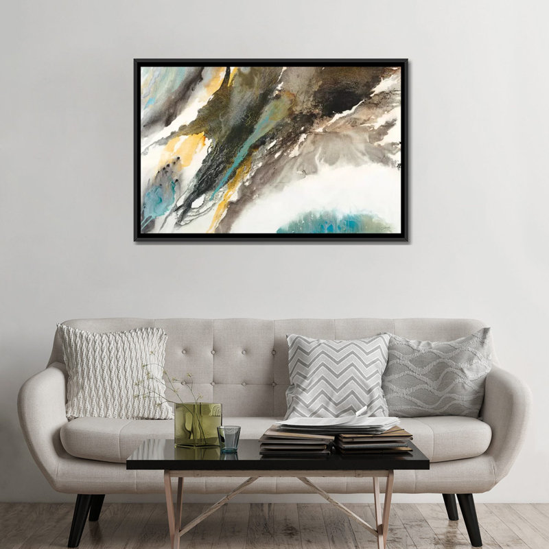 « liquid mercure », impression sur toile, H 18 po x l 26 po x P 1,5 po, Toile avec cadre noir, Pas de tapis