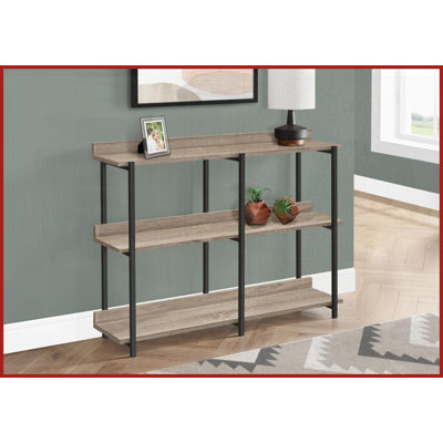 Table basse contemporaine à 3 niveaux avec 2 tablettes de rangement, plateau taupe foncé et amp; Cadre en métal noir pour le salon - peu encombrant