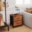 Table de chevet 2 tiroirs en bois et tissu avec tablette ouverte -1540812091-1524319884