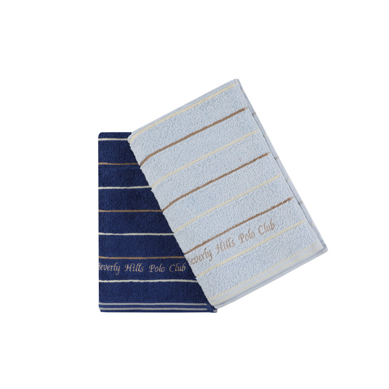 Ensemble de 2 serviettes de bain 100% coton, Bleu foncé / Bleu