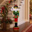 Statue de soldat Casse-Noisette pré-illuminée de 1,13 m (3,7 pi) fonctionnant à piles, avec panneau « Joyeux Noël » et minuterie, décoration de Noël-787088521
