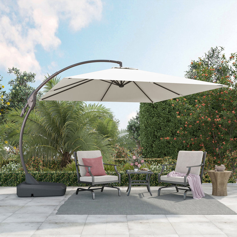 Jair 10X10 Ft Square Cantilever Curved Adjustable Umbrella with Base