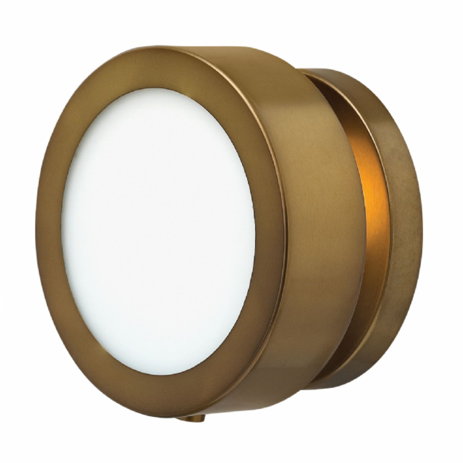 Putnam Single Light Glass Steel Dimmable Flush Mounted Sconce, Heritage Brass