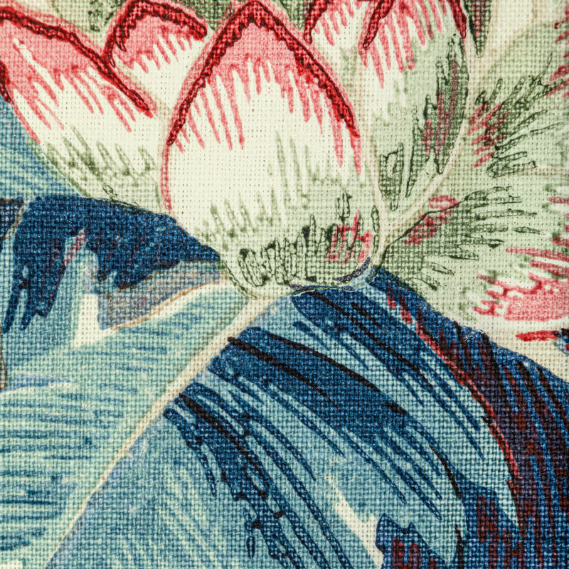 Gastaud 100% Linen Fabric, Aqua/Berry