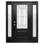 Porte extérieure en fibre de verre noire avec deux panneaux latéraux, cadre partiellement assemblé, verre de pluie Low-E, ouverture vers la droite, 60 po x 80 po-130982238