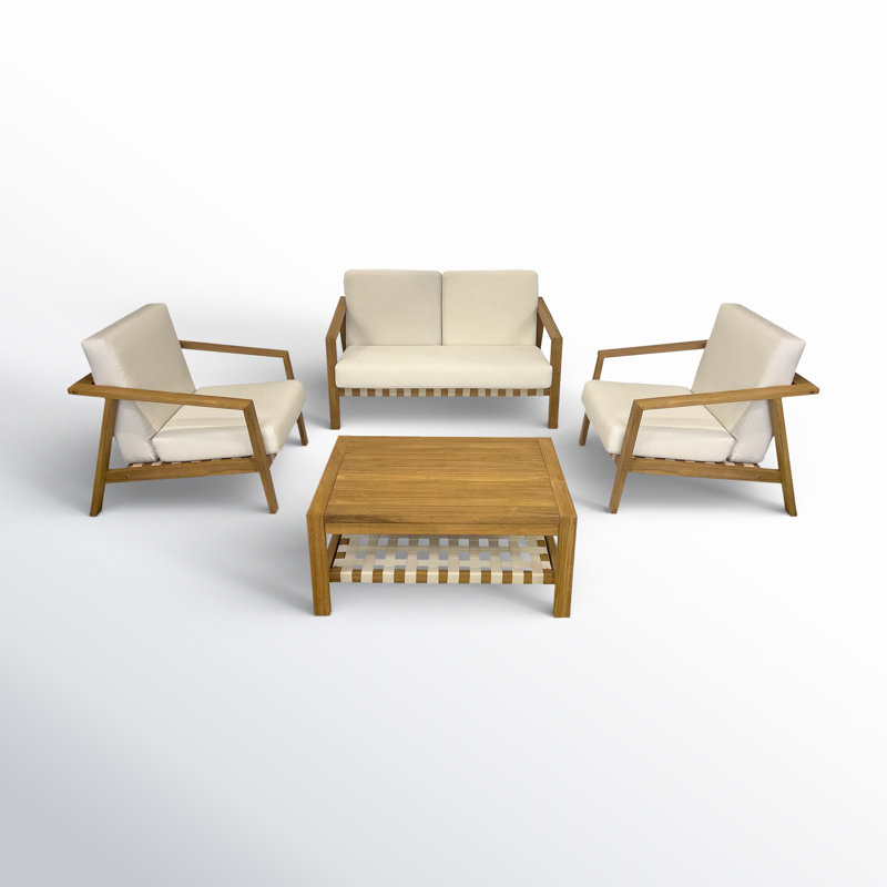Labannah Teak 4 - Person Outdoor Seating Group with Cushions
