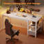 Bureau d'écriture de 122 cm avec tiroir, bureau d'ordinateur réversible de 3 cm d'épaisseur, table de bureau, blanc-1966806072-1966806079