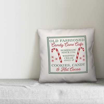  Candy Cane Cafe Throw Pillow Cover
