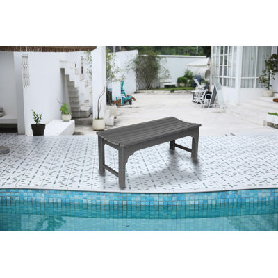 Banc Adirondack en PEHD sans dossier avec texture en bois, siège en poly pour terrasse, jardin, balcon, résistant aux intempéries avec protection contre les rayons UV