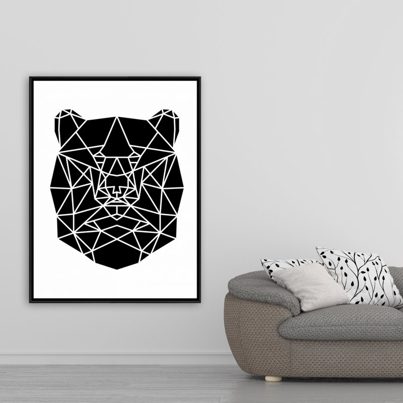 Geometric Bear Head Print On Canvas, 48" H x 36" W