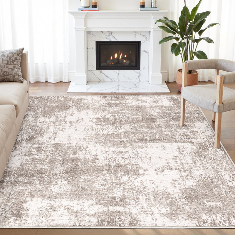 Elroy Amot Modern Abstract Machine Washable Area Rug with Non-Slip Backing, Rectangle 6' x 9'