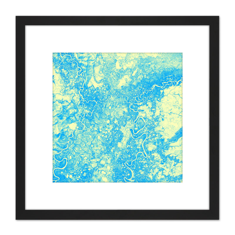 Abstract Veins Paint Swirls Blue Green - Single Picture Frame Painting