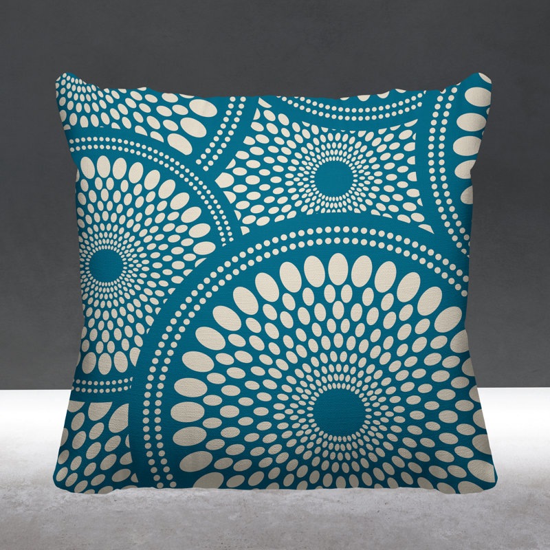 Coussin intérieur / extérieur Penn Tribal Abstract, L 15 po x H 15 po, Turquoise