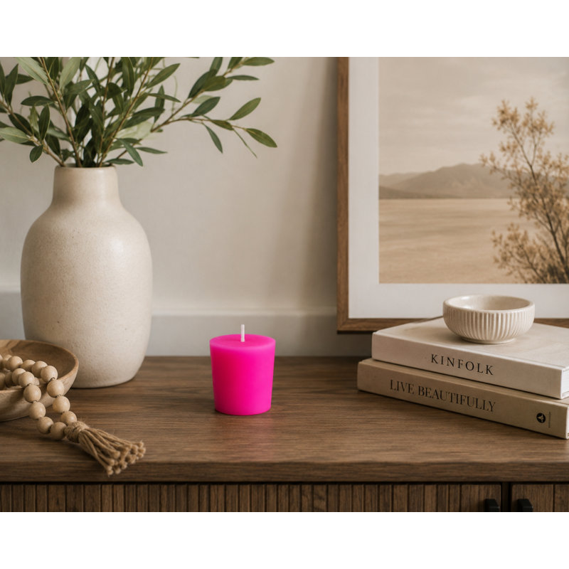 Bougie votive sans parfum Votive, Rose vif, Ensemble de 12
