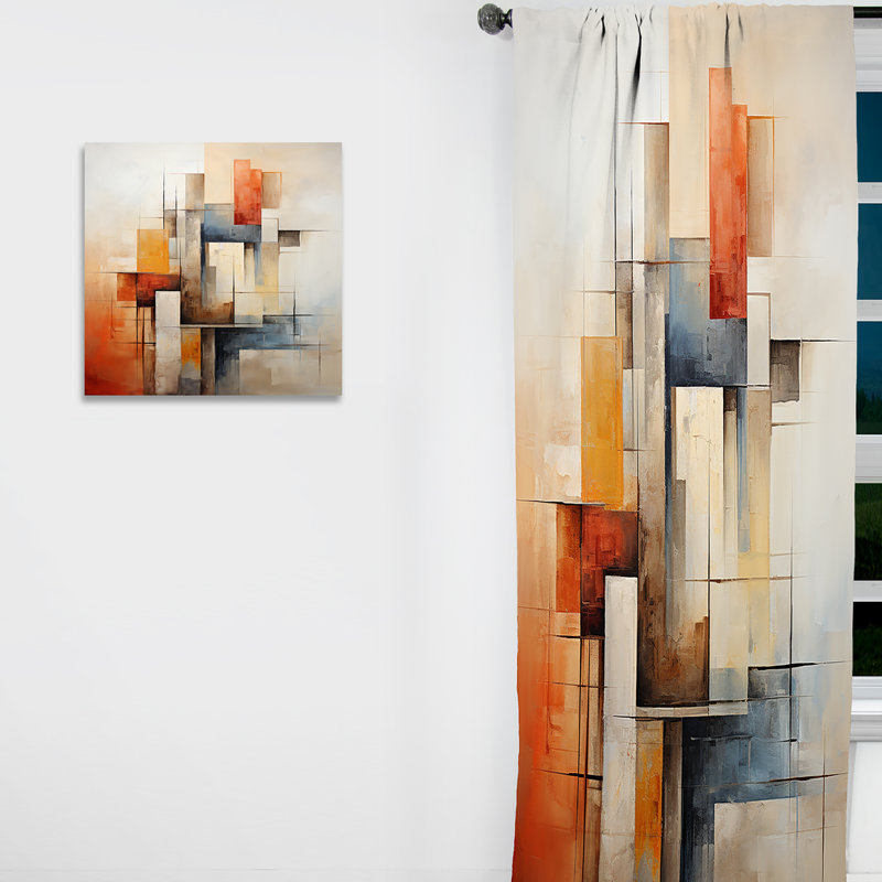 Cubism Fragmented Perspectives II - Cubism Curtain - Blackout Abstract Curtain - 1 Panels, 52" W x 84" L