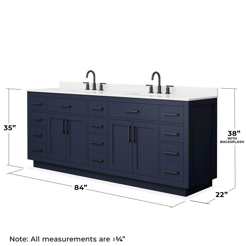 Beckett TK 84'' W Vanity, Matte Black, 8" Center, Blue