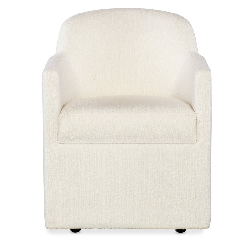 White Barrel-Back Leather Upholstered Armchair