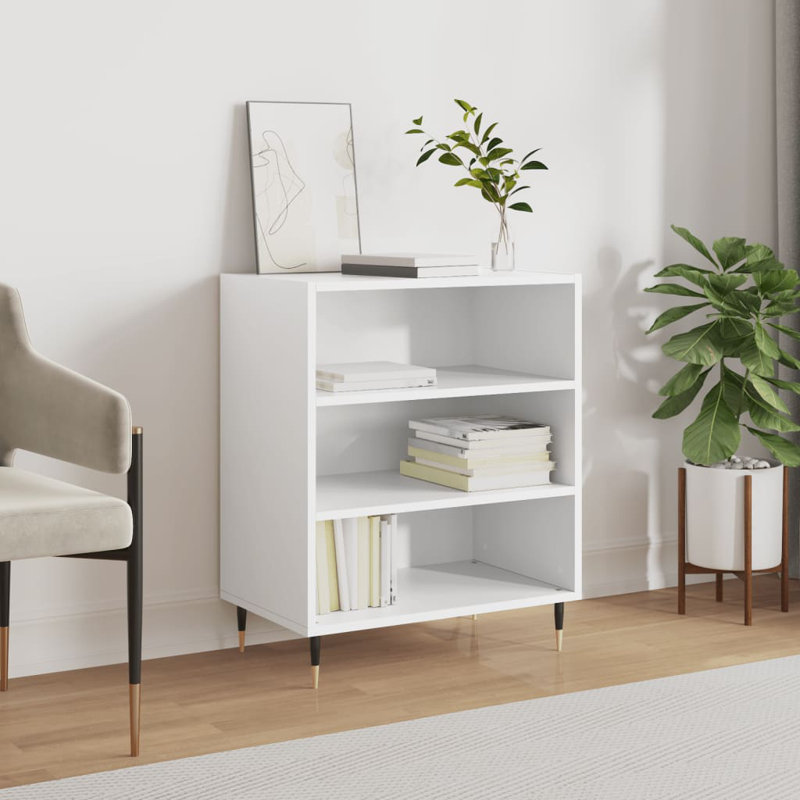 Manrey Bookcase, White, (3 Shelves) 70 cm H x 57 cm W x 35 cm D