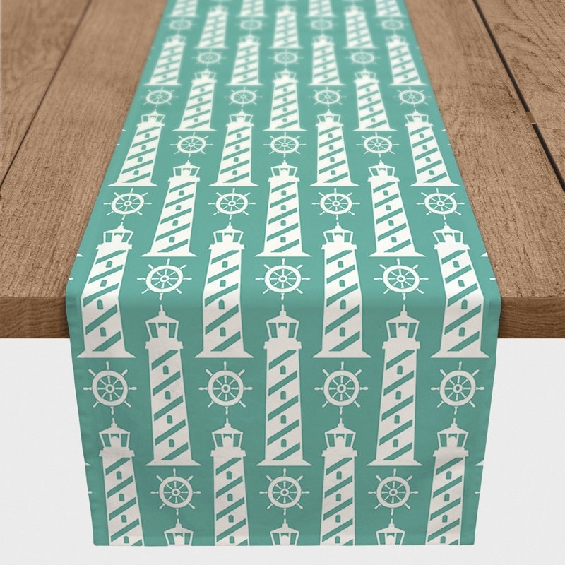 Mclain Geometric Table Runner, 90" L x 16" W, Teal