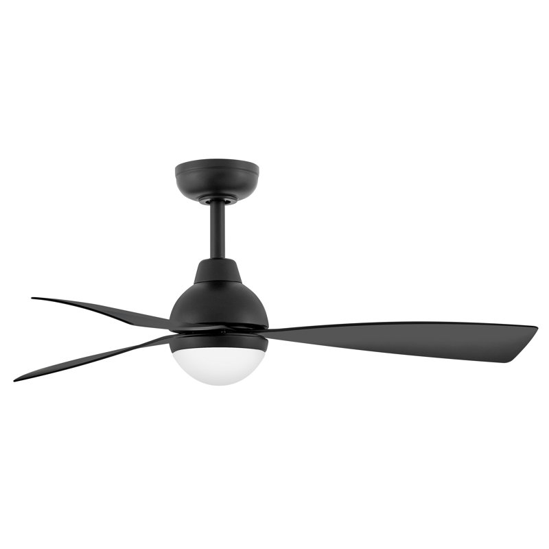 Brona Ceiling Fan with LED Lights, 44", Matte Black