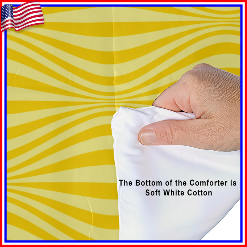 Yellow Wavy Lines Comforter, Twin