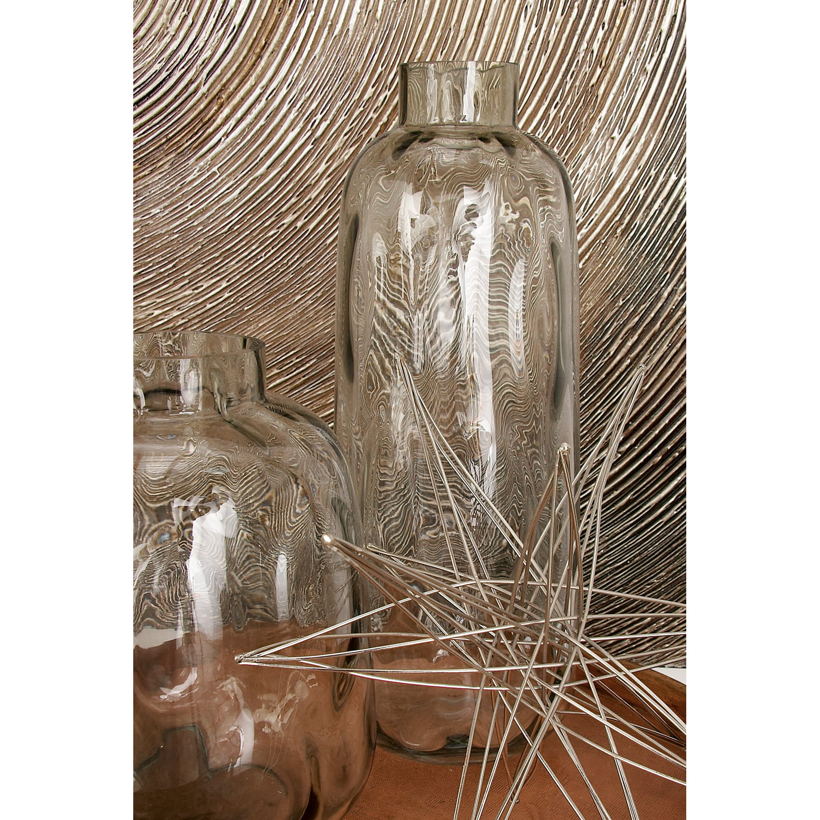Rennifer Smoked Gray Glass Table Vase, 17" H x 7" W x 7" D