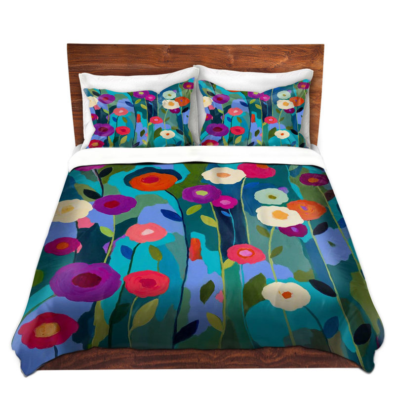 Good Morning Sunshine Flowers Modern & Contemporary Polyester Duvet Cover, Twin Duvet Cover + 1 Sham