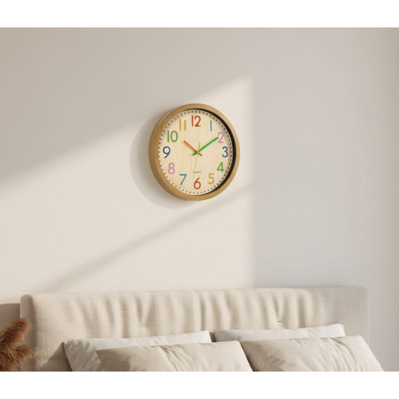 Colorful Silent Wall Clock For Children, 12 Inches, No Ticking, Battery Powered, Suitable For Classrooms, Playrooms, Nurseries, Bedrooms, And Schools.