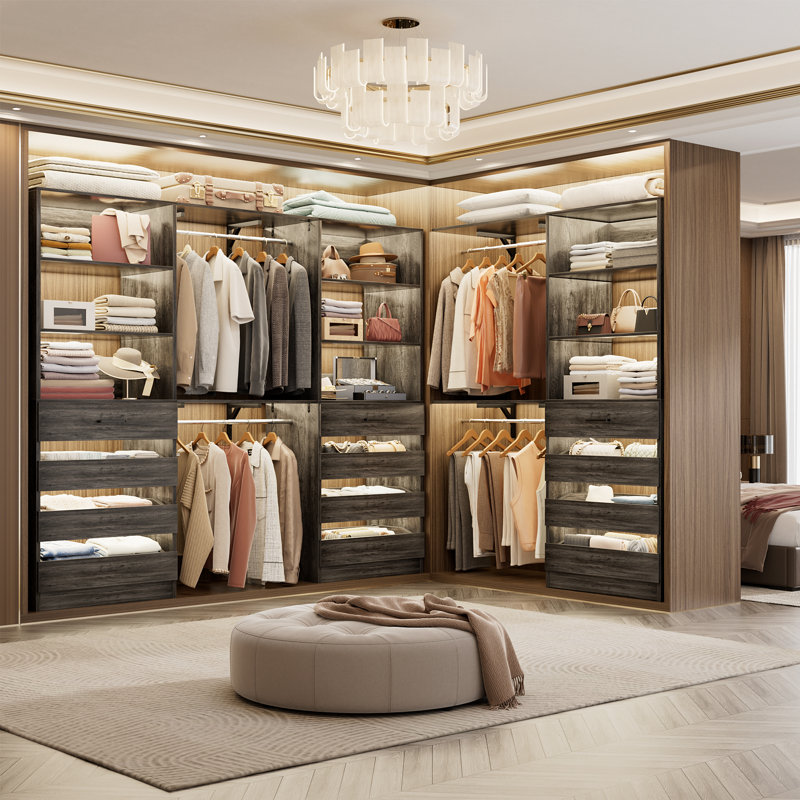 11.58ft Wood Closet System , Oak Gray