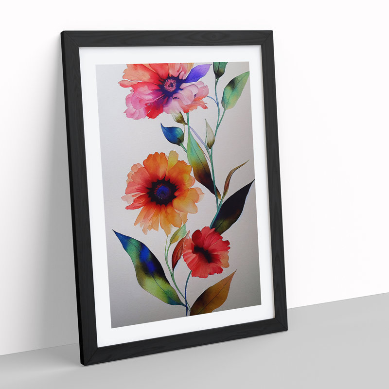 Pretty Flowers No.4 - Single Picture Frame Painting, Black Framed, 64cm H x 46cm W x 2cm D