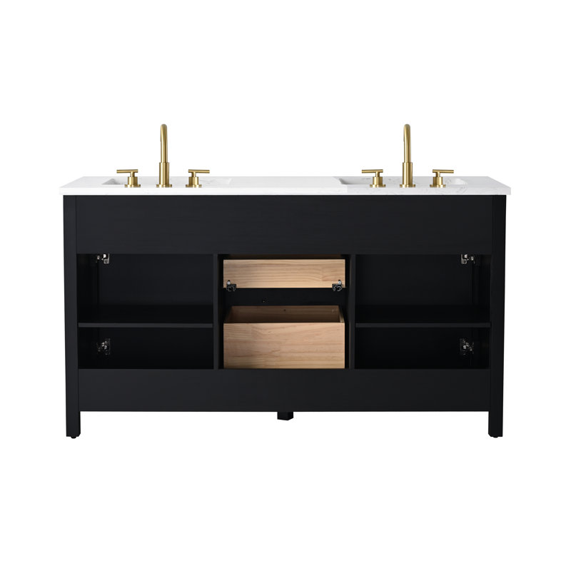 Meuble-lavabo double 60 po Reajean, Ébène