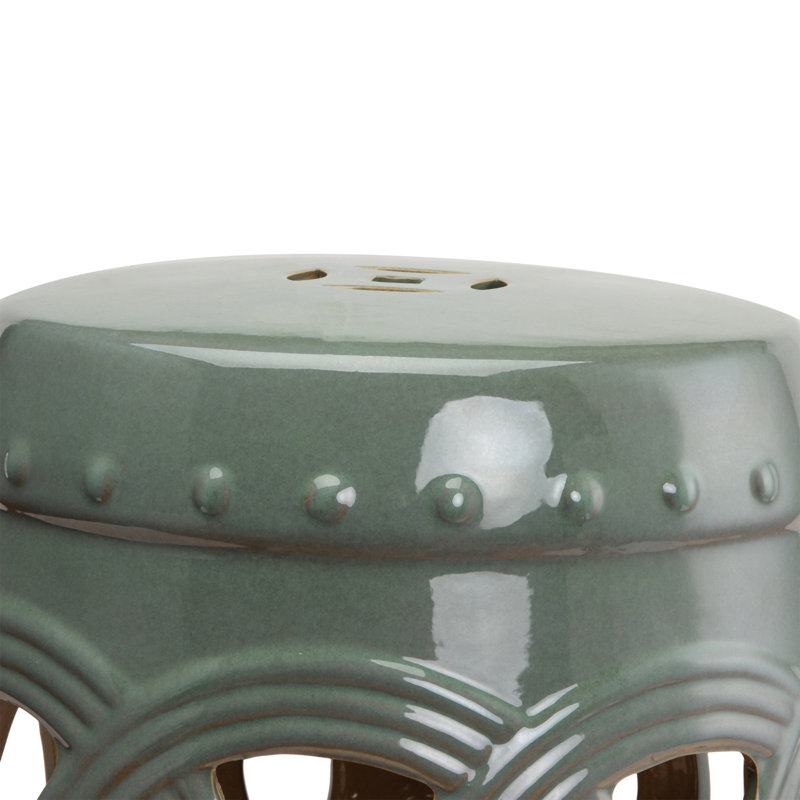Harwich Ceramic Accent Stool, Green