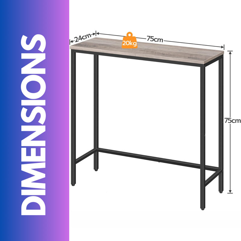Industrial Slim Console Table for Hallway Living Room, Greige