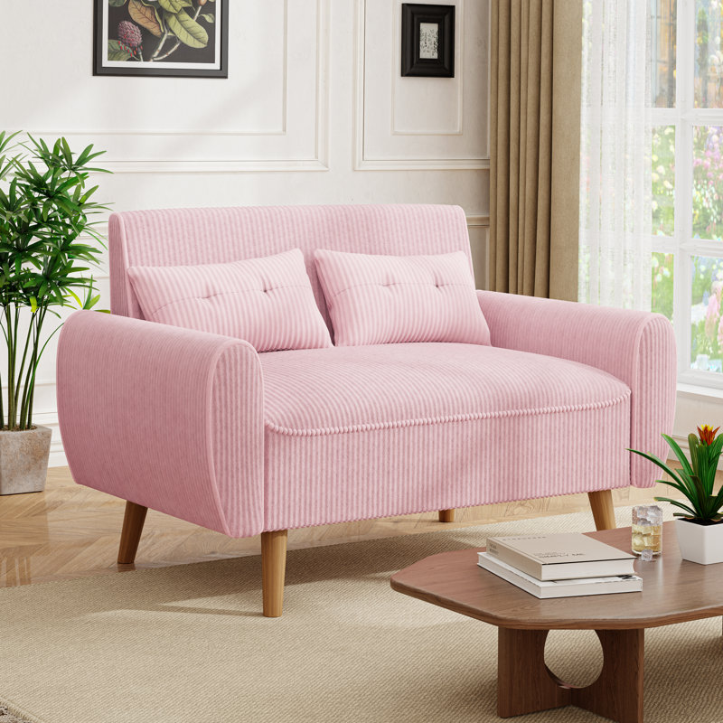 Causeuse moderne en velours côtelé pour petits espaces, Rose