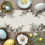 Chemin de table de Pâques à encre à motif floral lapin table de salle à manger de fête de fête à la ferme décor facile à nettoyer pliable 1 pièce